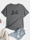 Plus Size Crew Collo Panda T-shirt manica corta - Grigio scuro
