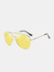 Men Metal Full Frame Narrow Sides Double Bridge UV Protection Sunglasses - #03Golden Frame&Night Vision