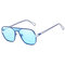 Unisex Vogue Vintage PC Metal Marine Sunglasses Outdoor Travel Beach Anti-UV Sunglasses - Blue