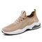 Men Knitted Fabric Breathable Comfy Air-cushion Sole Soft Casual Sneakers - Khaki