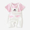 Baby Striped Print Short Sleeves O-neck Cotton Casual Rompers For 3-18M - Pink