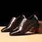 Men Stylish Stone Pattern Cap Toe Lace Up Business Formal Dress Shoes - Brown