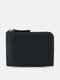 Genuine Leather Vintage Durable Zipper Coin Purse Portable Small Wallet - Black