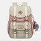 Women Canvas Casual Patchwork Backpack - Pink