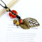 Vintage Pendant Handmade Necklace Beaded Leaves Charm Necklace Ethnic Jewelry for Women - Red