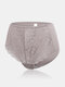 Plus Size Women Floral Lace Breathable Cozy Mid Waist Panties - Coffee