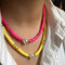 Collana multistrato con pendente di perle di Boemia Collana con clavicola di argilla polimerica di colore misto - 06