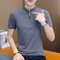 Men's short-sleeved t-shirt slim lapel shirt 2019 summer new trend Korean casual men's shirt wholesale - Dark Gray
