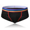 Breathable Colorful Striped Belt Pouch Brief Patchwork Modal Seamless Underwear for Men - Black