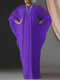 Plus Size Women Lace Patchwork Crew Neck Long Sleeve Maxi Dress - Purple