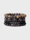 Vintage Bohemia Natural Stone Combination Set Round Bead Men Bracelet - #25
