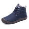 Large Size Men Fabric Leather Plush Lining Non-slip Casual Snow Boots  - Blue 1