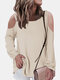 Solid Color Off-shoulder Long Sleeves Casual Blouse for Women - Apricot