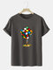 Mens Cube Graphic 100% Cotton Street Short Sleeve T-Shirts - Coffee