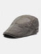 Men Cotton Mesh Patchwork Solid Color Breathable Casual Beret Flat Cap - Army Green