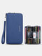 Simple Genuine Leather 6.5 Inch Anti-theft RFID Clutch Wallet Multi-card Slots Card Holder Long Purse - Blue
