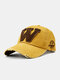 Menico Unisex Cotton W Letter Embroidery Fashion Casual Wild Adjustable Outdoor Sunscreen Sun Hat Baseball Cap - Yellow
