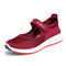 Outdoor Sports Walking Hook Loop Mesh Breathable Sneakers Womens - Red