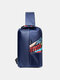 Men Nylon Waterproof Business Leaves-Pattern Printed Crossbody Bag Chest Bag - Blue
