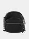 Men Fashion Faux Leather Waterproof Solid Color Crossbody Bag Shoulder Bag - Black