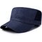 Men Cotton Solid Color Flat Cap Sunshade Casual Outdoors Simple Adjustable Hat - Navy Blue