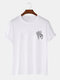 100% Cotton Mens Gesture Print Short Sleeve T-Shirt - White