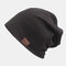 Unisex Thickened Winter Keep Warm Wool Cap Brimless Solid Color Knit Hat Beanie Hat - Black