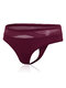 Sexy Lace Hollow Out Cotton Low Rise Thongs - Wine Red