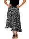 Leopard Print Elastic Waist Loose Plus Size Skirt - Dark Grey