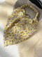 Women Chiffon Floral Pattern Elastic Fashion Triangle Scarf Headscarf Headband - Yellow