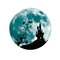Adesivi murali con luna luminosa da 30 cm Adesivi per decorazioni incandescenti di Halloween Bat Witch Castle - 1