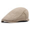 Men Cotton Solid Color Beret Cap Sunshade Casual Outdoors Peaked Forward Cap Adjustable Hat - Khaki