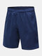 Mens Solid Color Quick Dry Pocket Elastic Waist Sporty Shorts - Navy