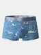 Mens Breathable Sexy Cartoon Print Underwear With Mesh Pouch Boxer Briefs - Blue