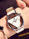 5 Colors PU Alloy Women Double-sided Hollow Dial Watch Decorative Pointer Simple Quartz Watch - White