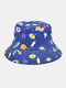 Unisex Cotton Overlay Cartoon Whale Planet Rocket Coral Print Double-sided Wearable Fashion Bucket Hat - #04