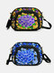 Women Embroidered Purse Cellphone Wallet Crossbody Bag Mini Shoulder Bag - Purple