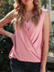 Solid V-neck Sleeveless Tank Top for Women - Pink
