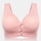 Maternity Front Button Soft Cotton Breathable Nursing Bra - Pink
