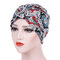 Womens Farmhouse Style Floral Cotton Beanie Hats Casual Flexible Caps Muslim Headband - #4