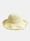JASSY Women's Foldable Straw Hat Travel Vacation Sunscreen Bucket Hat Beach Hat - Beige
