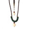 Ethnic Style Jewelry Vintage Dongling Jade Bodhi Lotus Woven Necklace - Brown