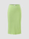 Falda dividida con ribete de lechuga de lazo liso - Verde