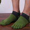 Men's Toe Socks Solid Color Retro Wool Socks Cotton Thickened Socks - Army Green