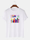 Mens Rainbow&Colorful Pattern Short Sleeve Basic T-shirts - White