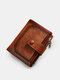 Men Genuine Leather Vintage RFID Large Capacity Wallet Multiple Card Slots Design Purse - Brown