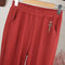 Cotton High Waist Solid Color Wear Large Size Casual  Pants - Jujube Red