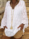 Chic V-Neck Crochet Lace Long Sleeve Shirt - White