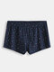 Men Cotton Liner Pouch Boxer Shorts Print Loose Breathable Casual Loungewear Arrow Pants - Navy