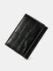 محفظة نسائية قصيرة من الجلد الصناعي بنمط حجر متعددة المقصورات ثلاثية الطي قصيرة - أسود